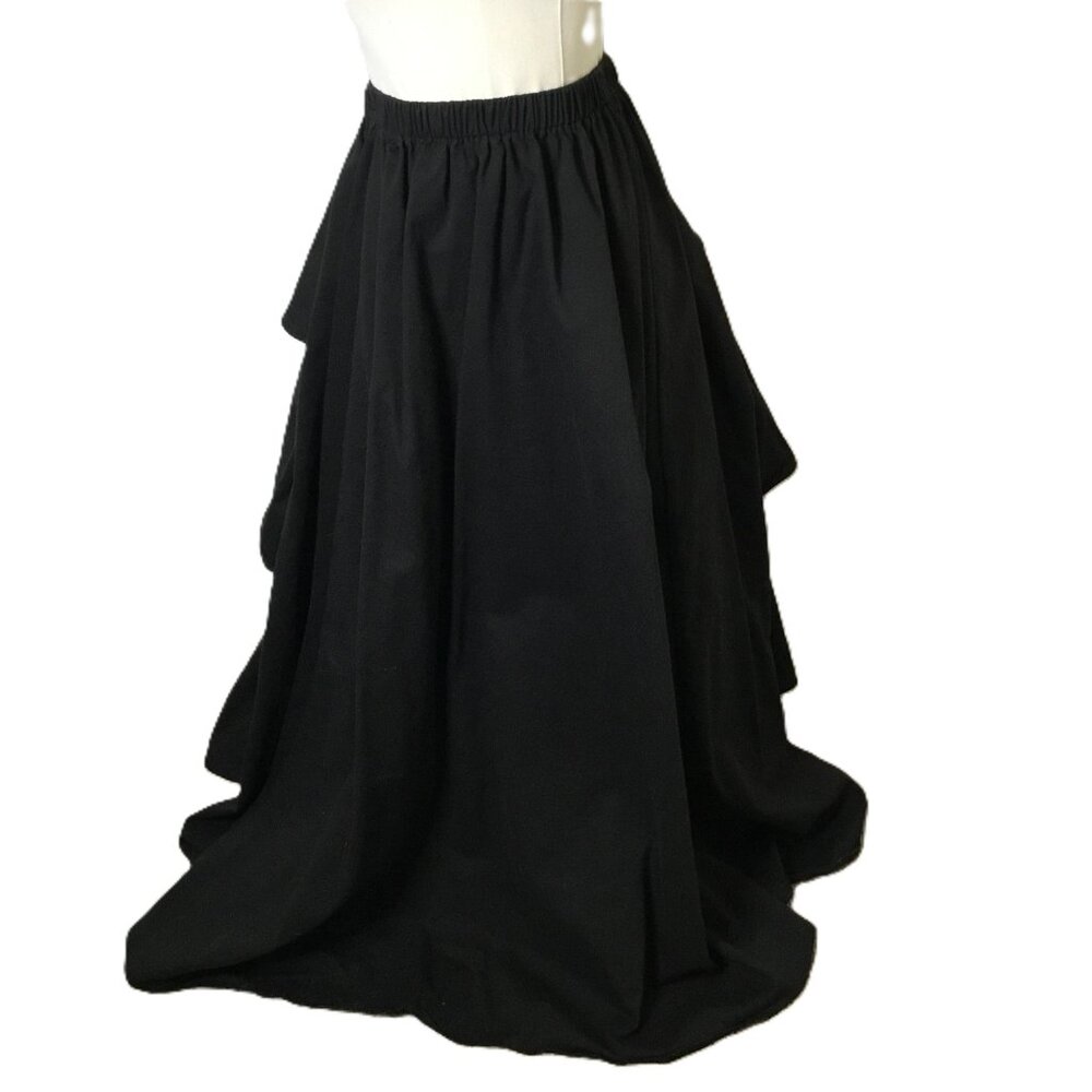 Frontier Classics Black Maxi Skirt Back Ruffles Stretch Band Waist Size M - Picture 2 of 7